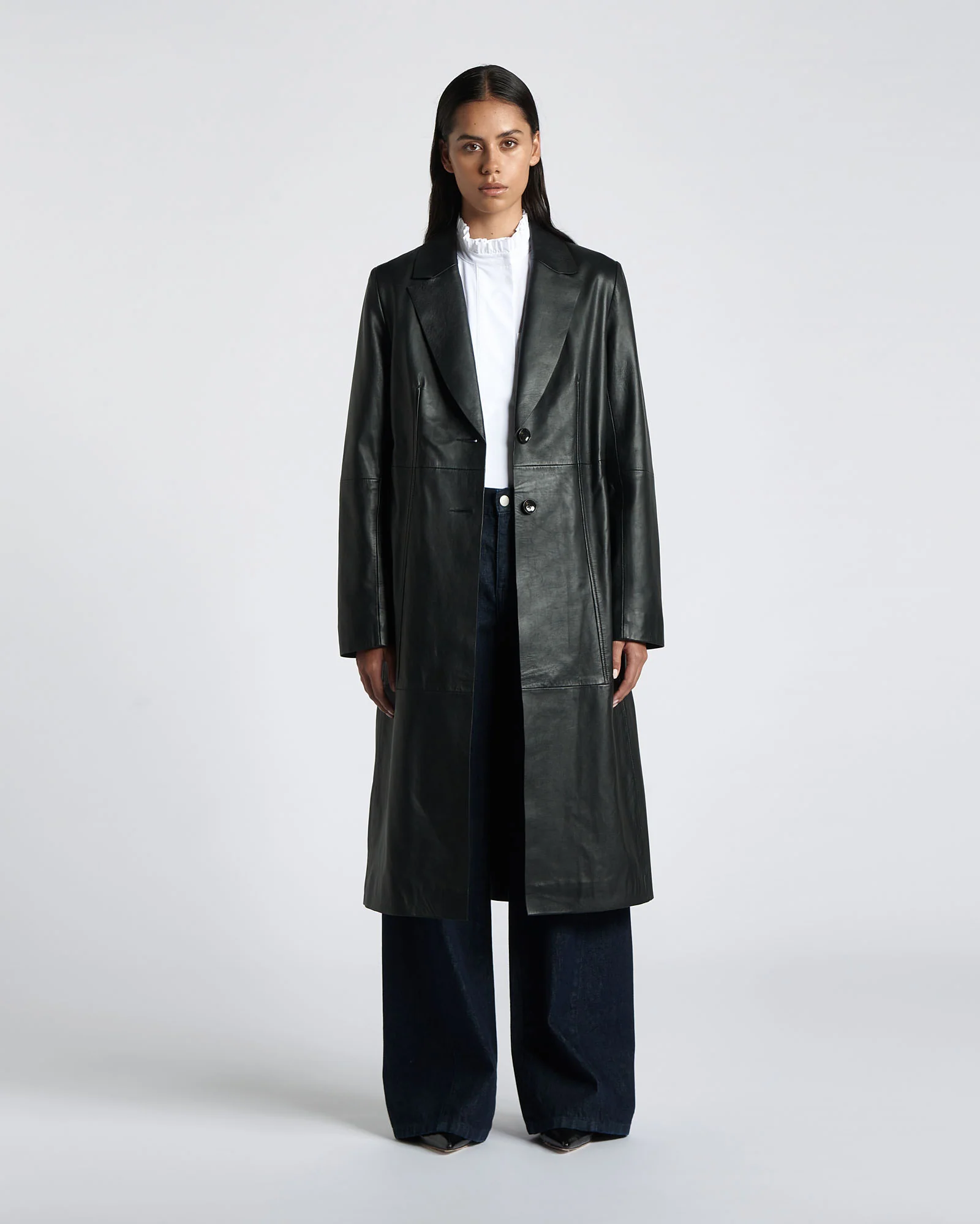 Leather Darted Trench