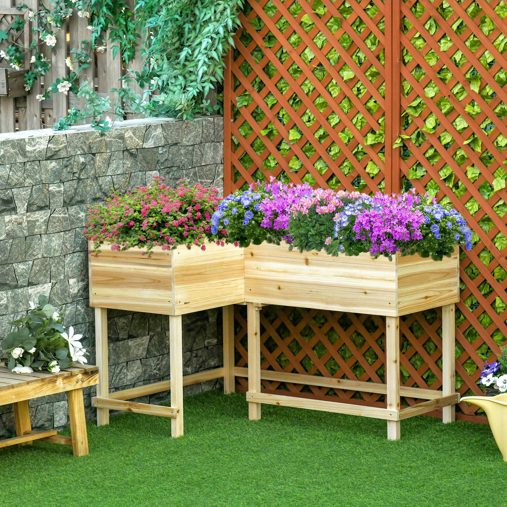 - Jardinière sur pieds potager d'angle bois sapin pré-huilé
