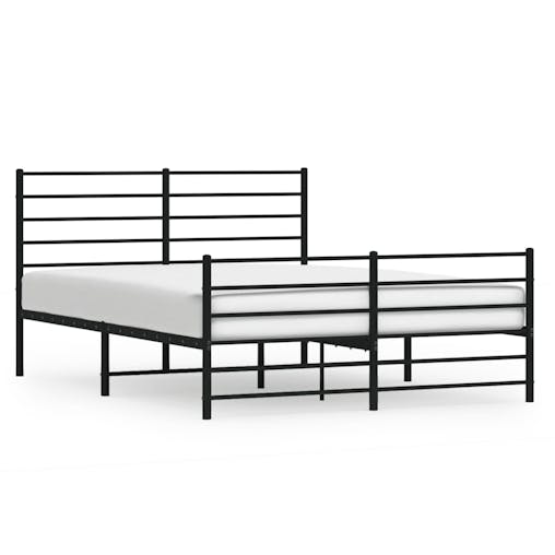 NNEVL Metal Bed Frame with Headboard and Footboard Black 153x203 cm Queen