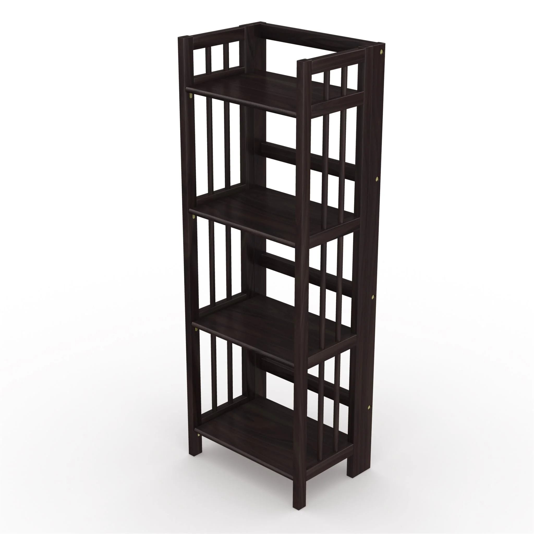 No Assembly Folding Four Shelf Bookcase (16 Inches Wide)