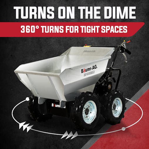 NNEMB 6.5HP Mini Dumper Power Barrow Petrol-Powered with Galvanised Bucket