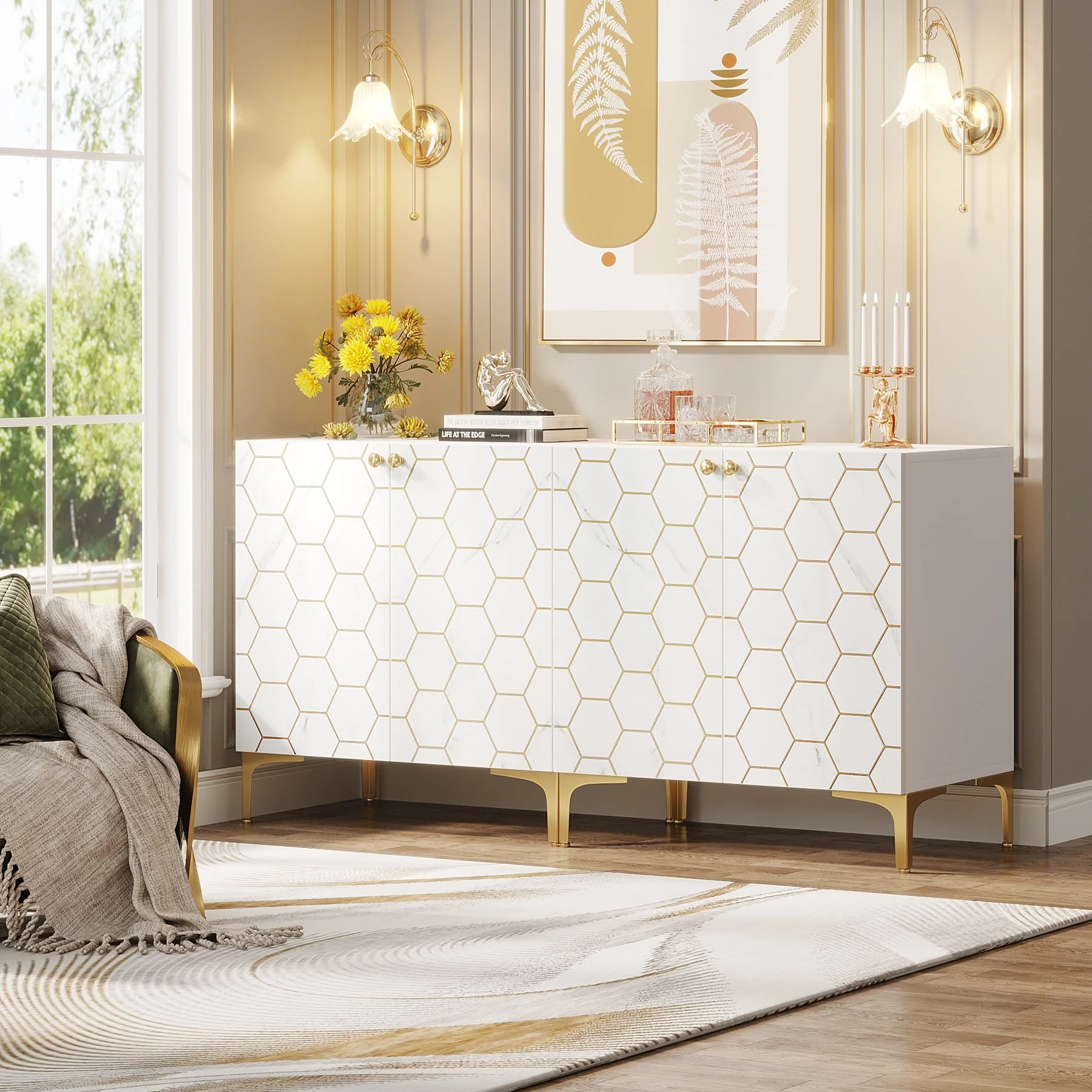 31.5'' Modern Accent Storage Cabinet for Living Room Kitchen (Set of 2 )