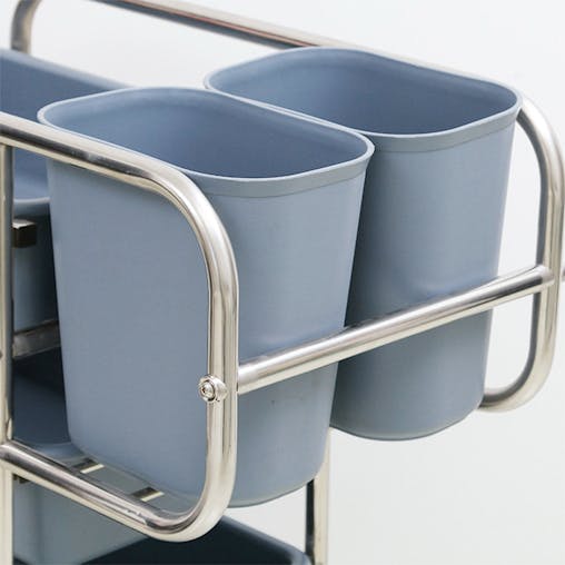 SOGA 2X 3 Tier Food Waste Cart Trolley Five Buckets Round 80x43x89cm