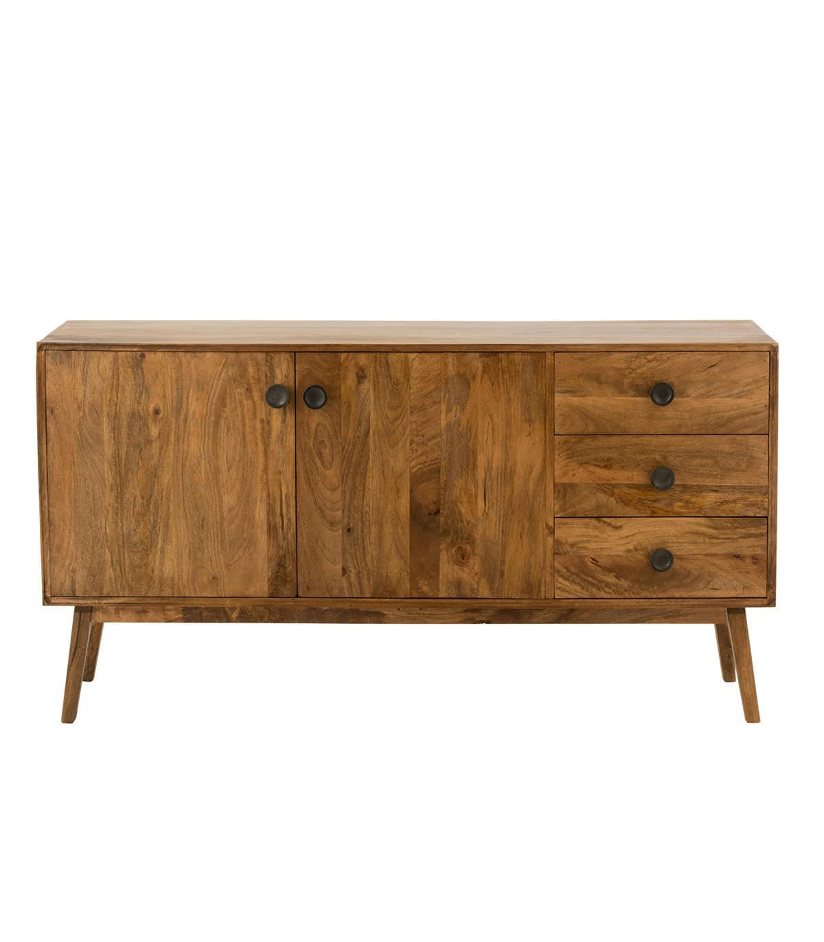 LORA - Buffet avec 2 portes et 3 tiroirs en bois de manguier marron