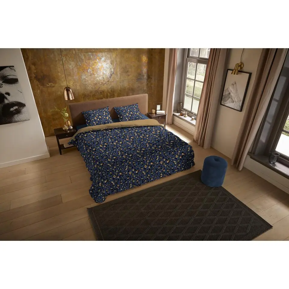Pure dekbedovertrek dierenprint - 1 persoons 140x200/220 cm - Blauw - Microvezel
