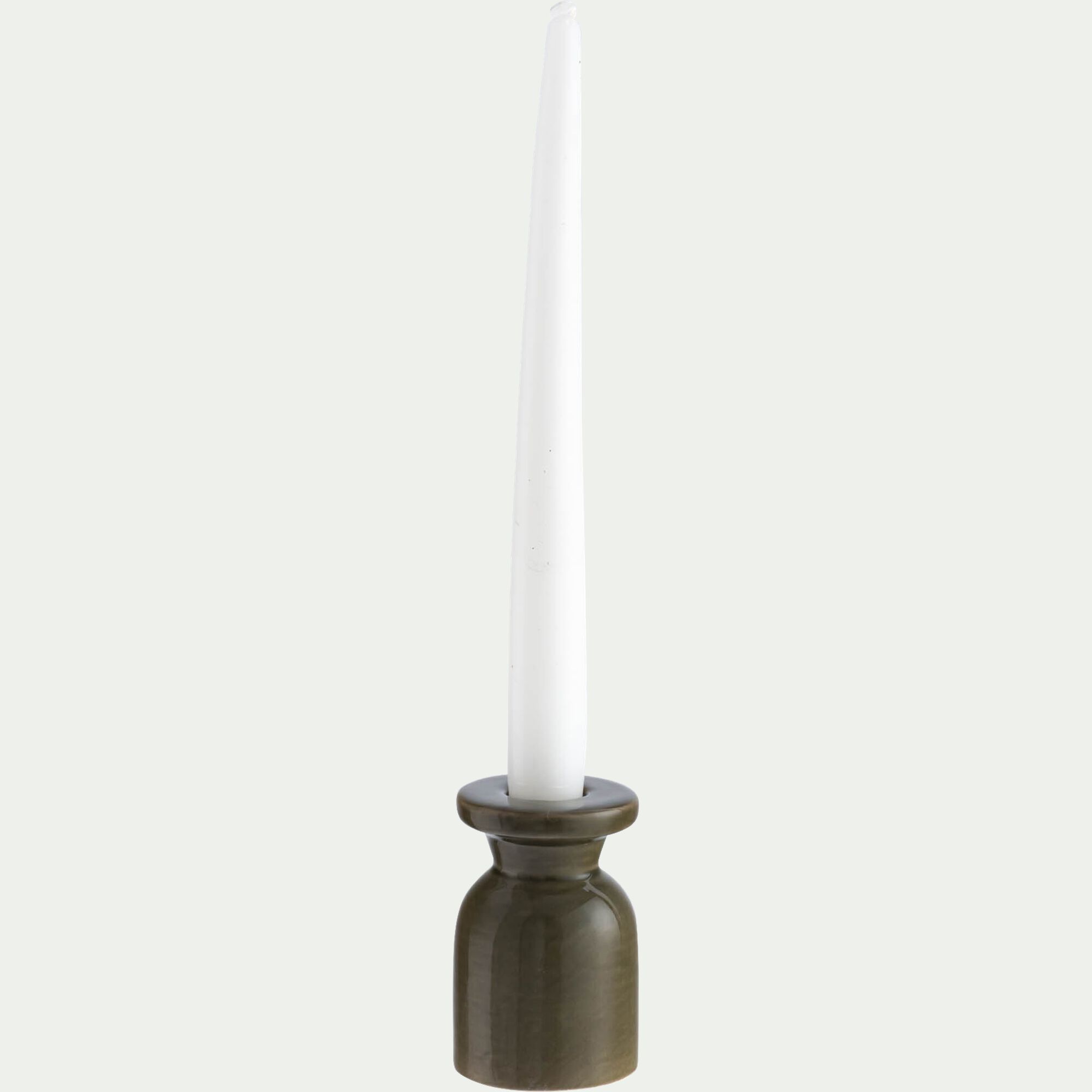 LINEO - Bougeoir en céramique D5,5xH8,5cm - vert cèdre