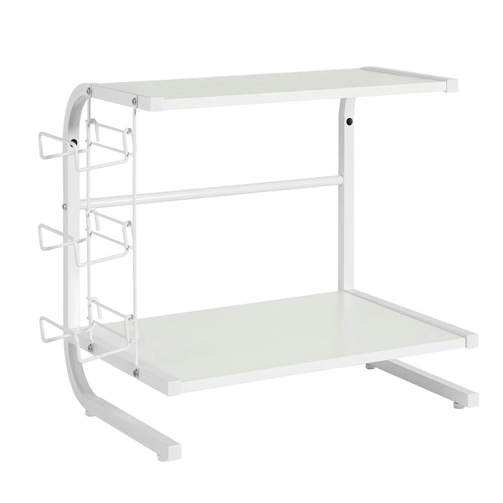 - Étagères micro-ondes de cuisine à cadre en métal blanc