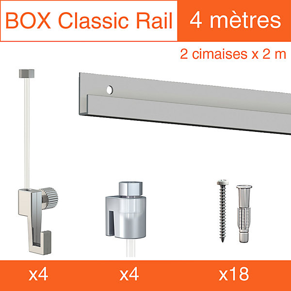 Cimaise Box Artiteq Classic éCO   fils perlon - Kit accrochage tableau 10 mètres , Gris