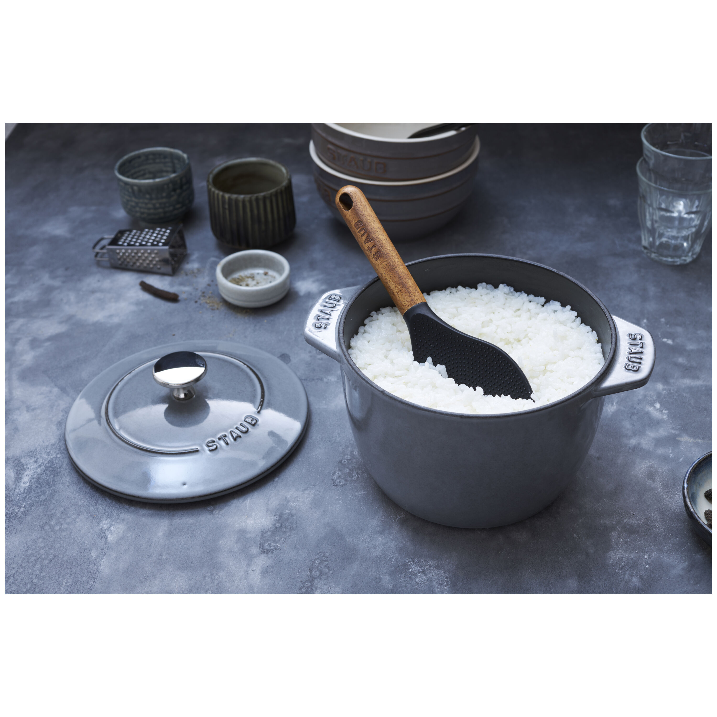 16 cm round Cast iron Rice Cocotte graphite-grey
