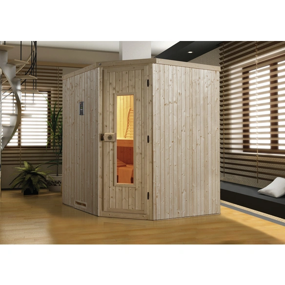 Ecksauna »Varberg 2«, inkl. 7.5 kW Bio-Kombi-Saunaofen mit digitaler Steuerung, für 4 Personen