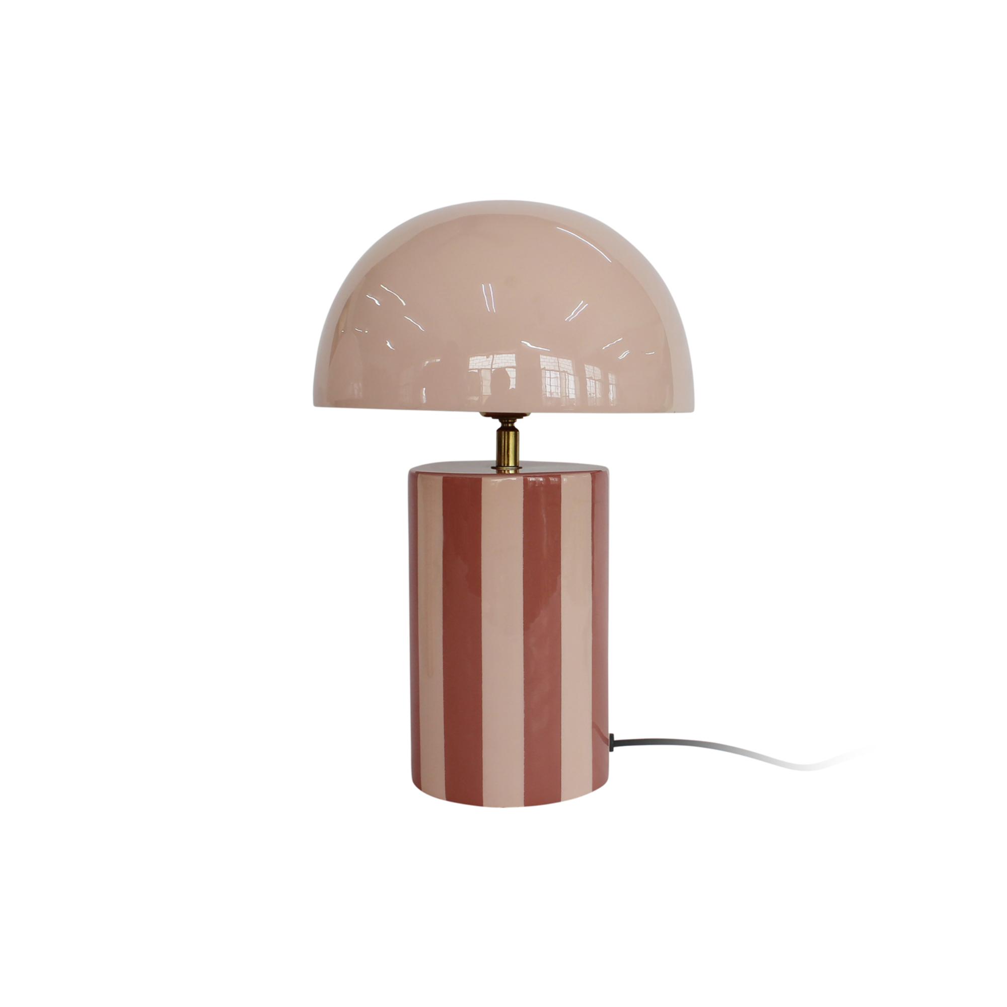 Leitmotiv tafellamp Rayado - roze - 25x25x34cm - Paddenstoellamp