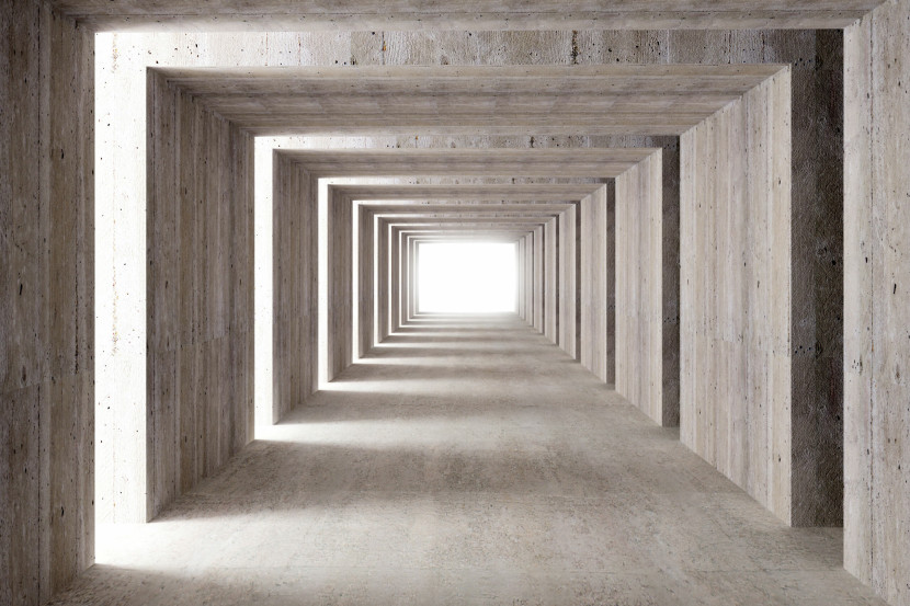 Fototapeta Do Salonu Beżowy Betonowy Tunel 3D 90x60cm