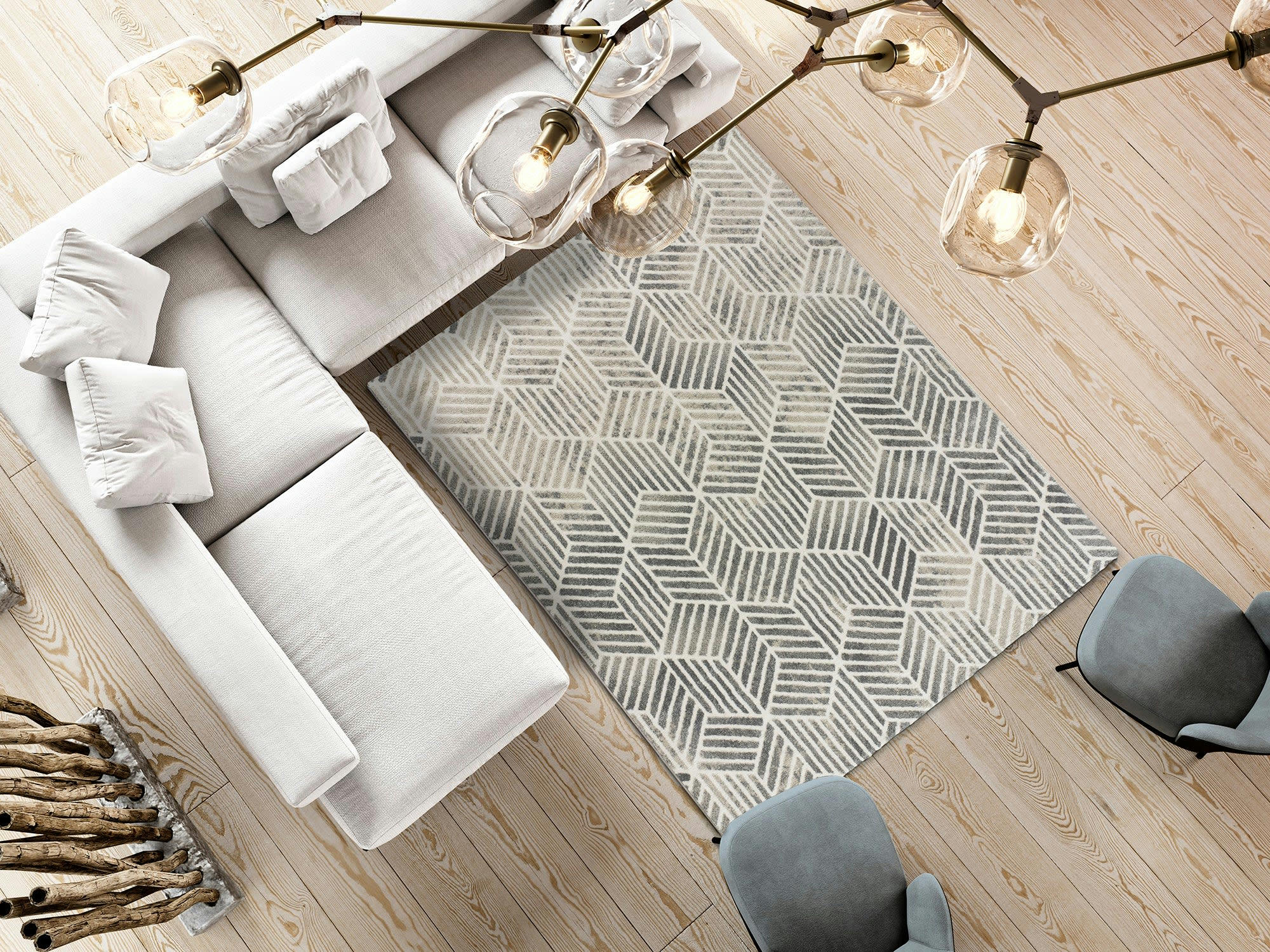 SENSATION - Tapis géométrique gris, 140X200 cm