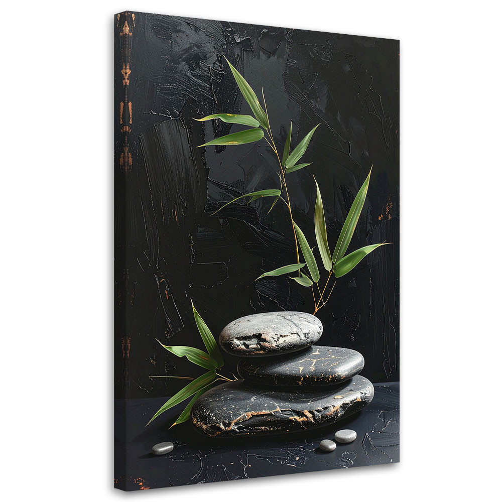 Obraz do salonu sypialni, Kamienie zen spa liście 20x30