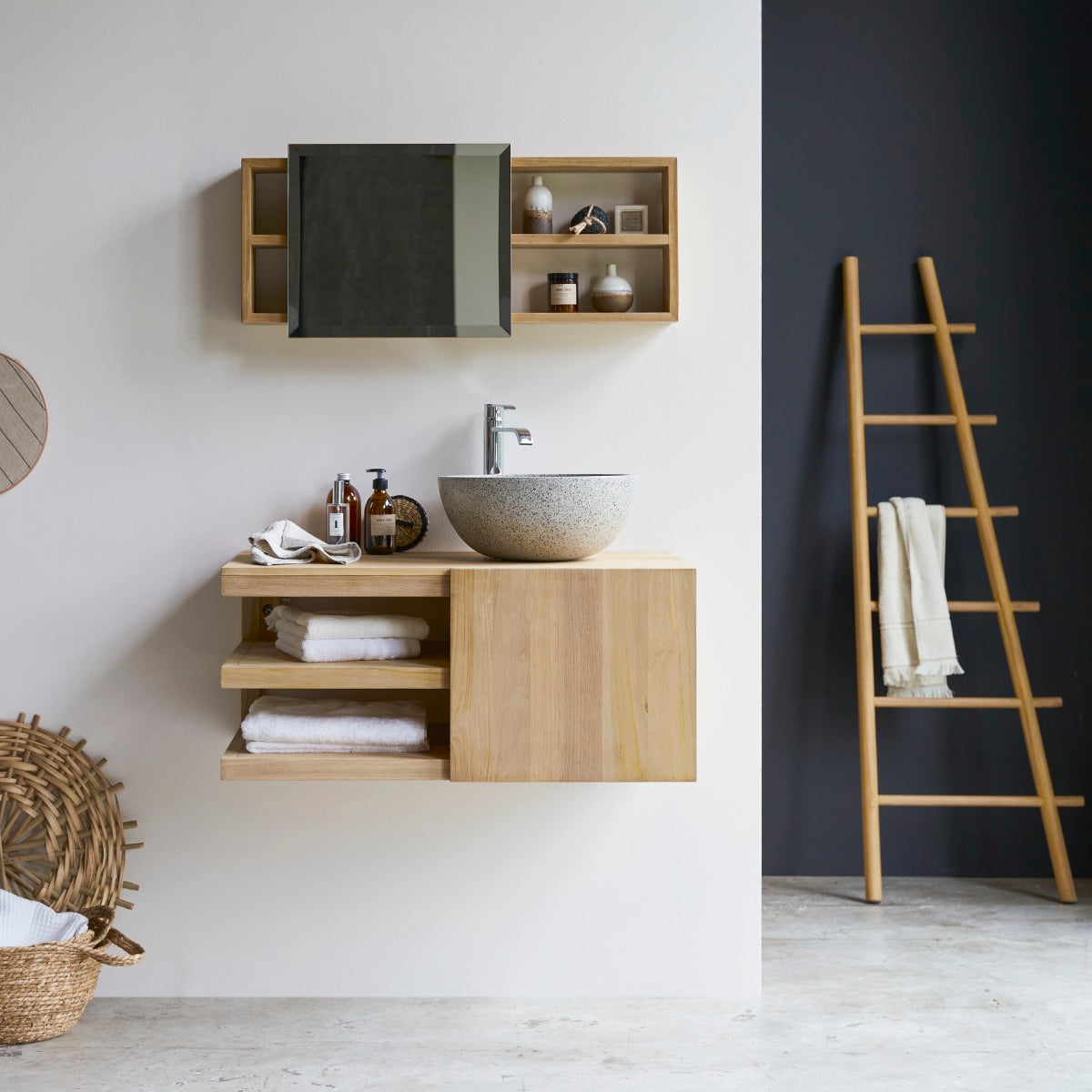 Tikamoon - Typo - Massief teakhouten badmeubel 90 cm