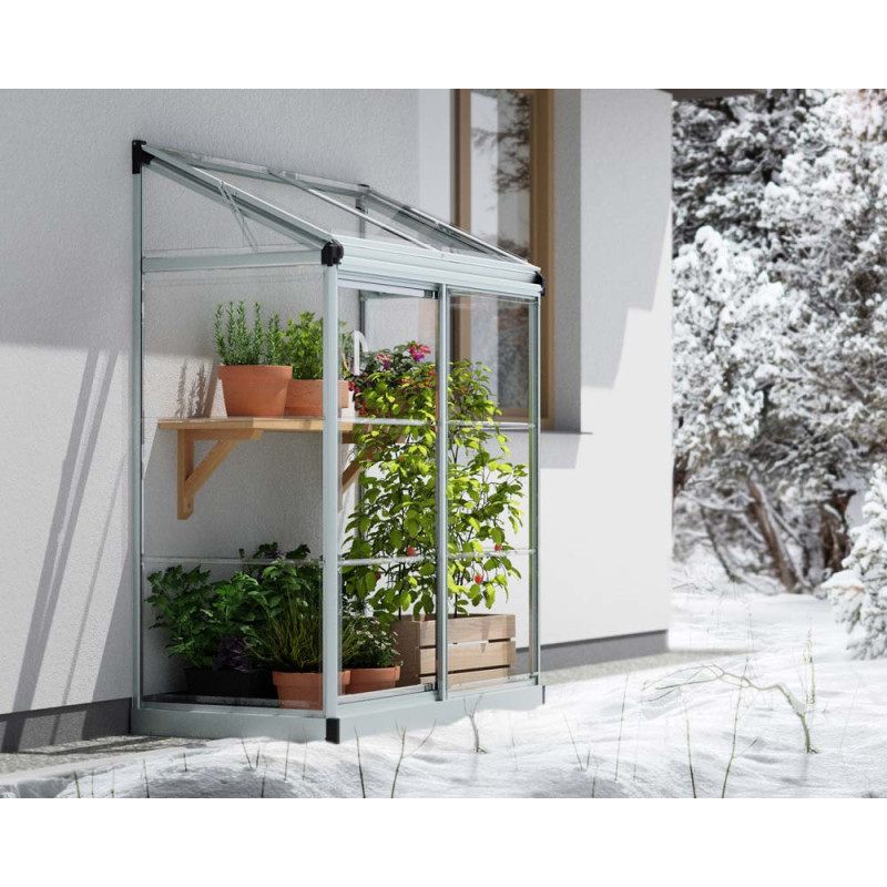 Serre adossée en polycarbonate Lean To argentée 0,7 m² CANOPIA