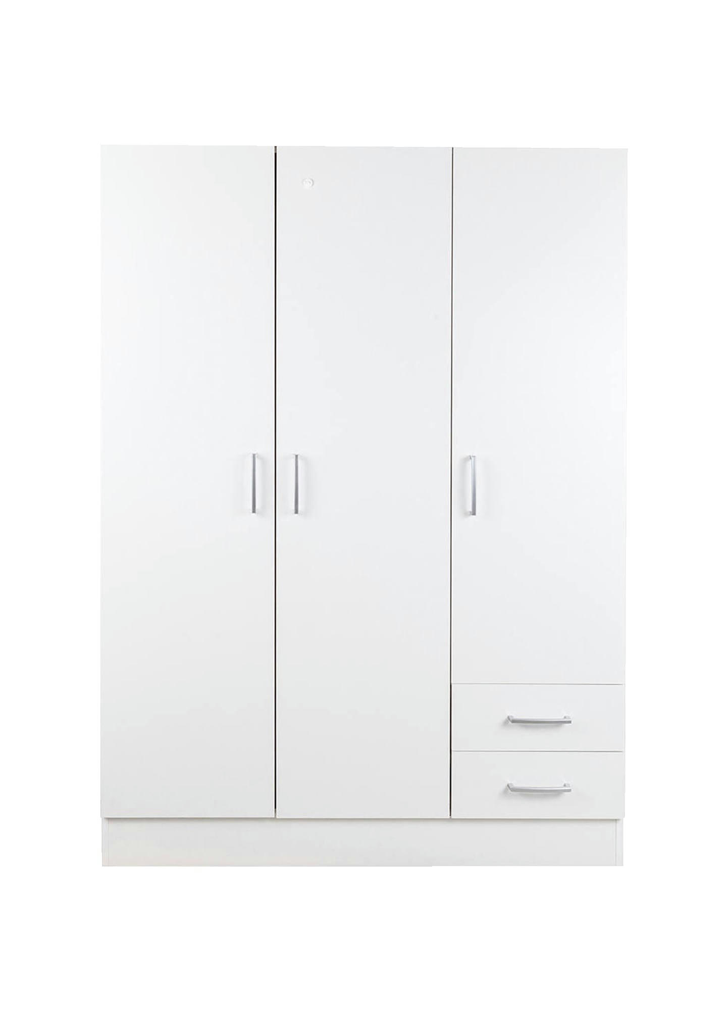 - Armoire à 3 portes effet bois blanc