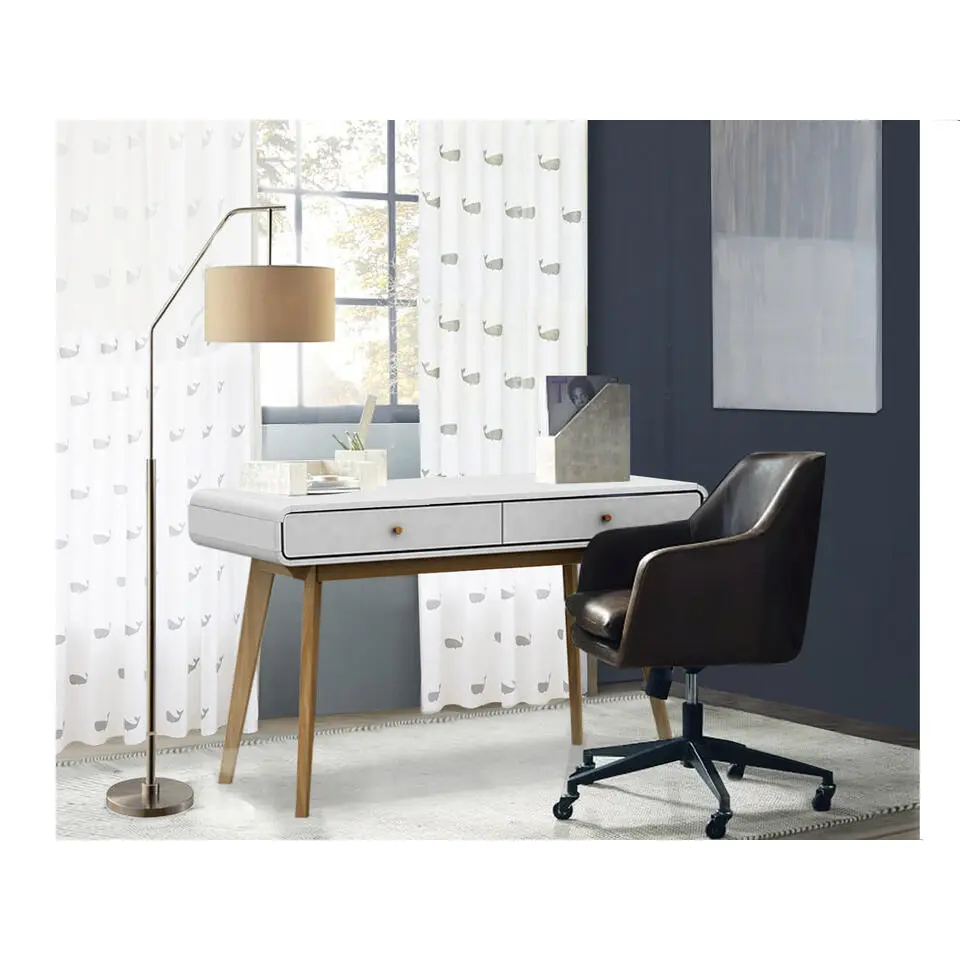 Cassie - Bureau met 2 laden in eiken look / wit