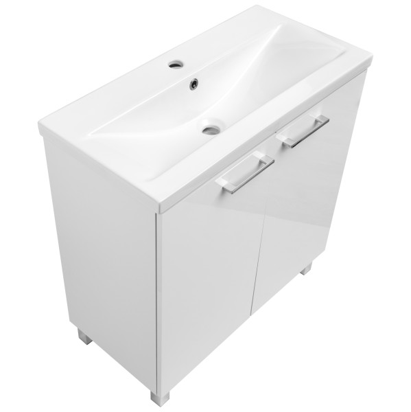 Biały Zestaw do Łazienki Stojący 80cm Szafka z Umywalką