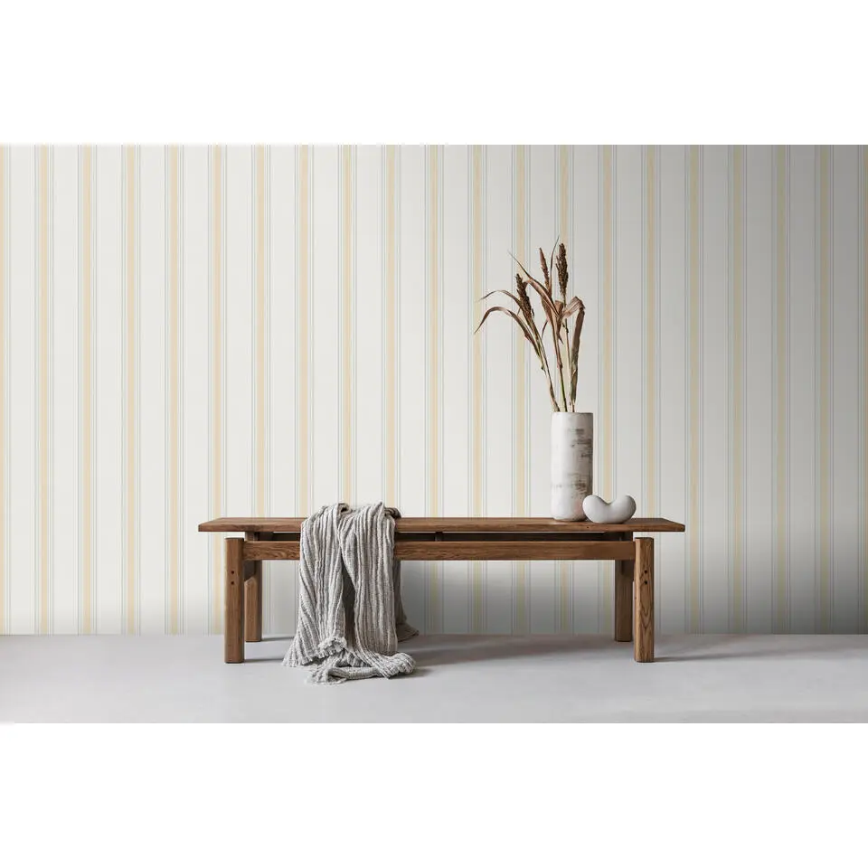 Sanders & Sanders behang strepen geel en beige - 53 cm x 10 m
