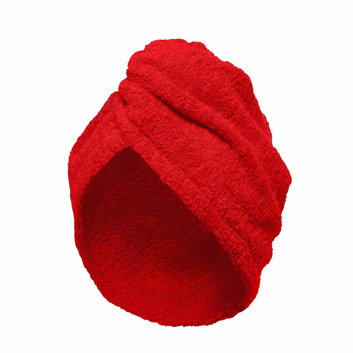 TURBAN DE BAIN - Turban éponge fermeture élastique en coton rouge
