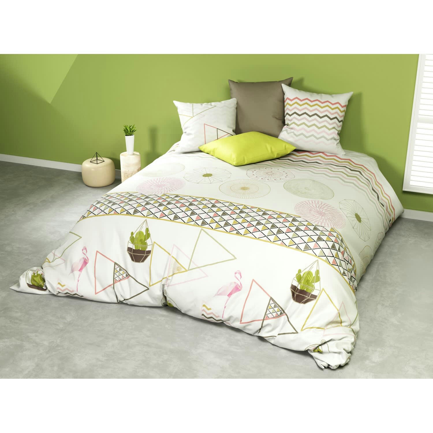 PANKA - Parure housse de couette coton blanc 240x260 cm