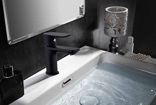 Mitigeur de lavabo mécanique noir, Edouard Rousseau Nayak