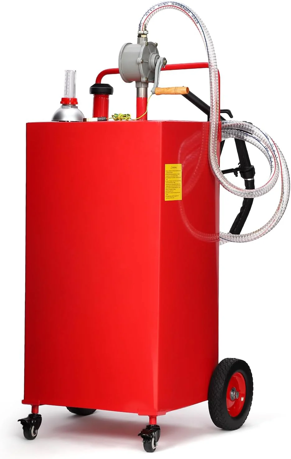 30 Gallon Fuel Caddy, Fuel Tank with Manual Transfer Pump for Gasoline  Diesel, Durable 4-Wheel Design, Mobile Fuel Storage for Cars, Trucks, Boats, Lawn Mowers, Red(30 Gallon/Red)