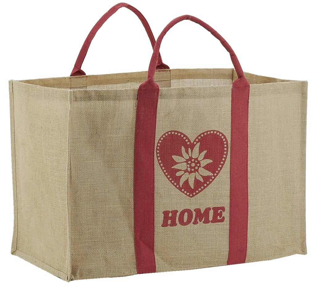 - Sac à bûches en jute motifs rouge