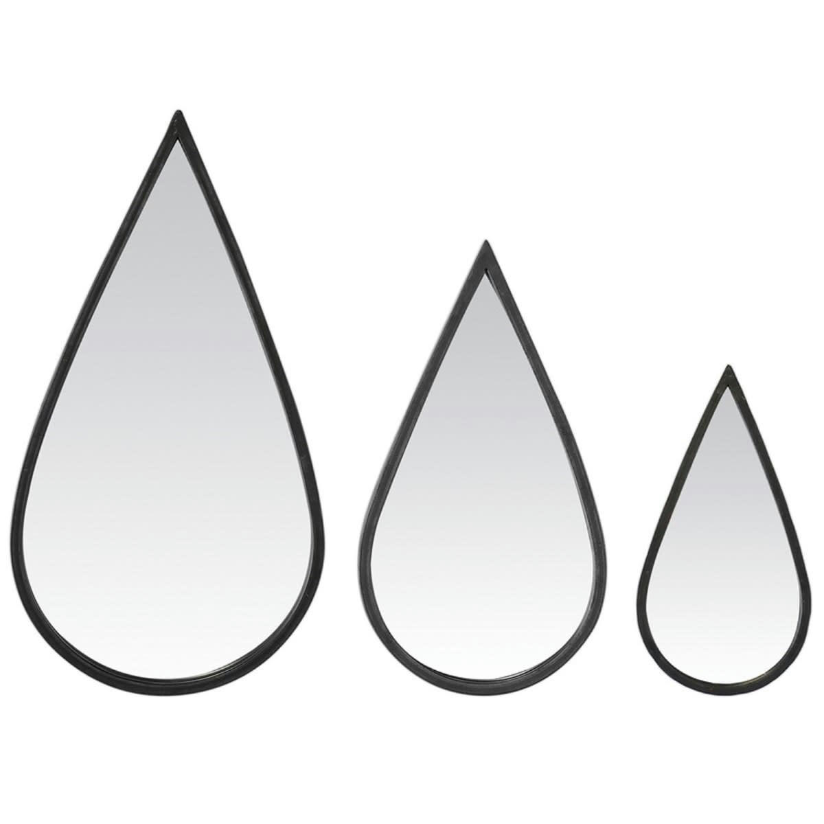 LOT DE 3 GOUTTES EN MÉTAL - Lot de 3 miroirs gouttes 26,36,45cm