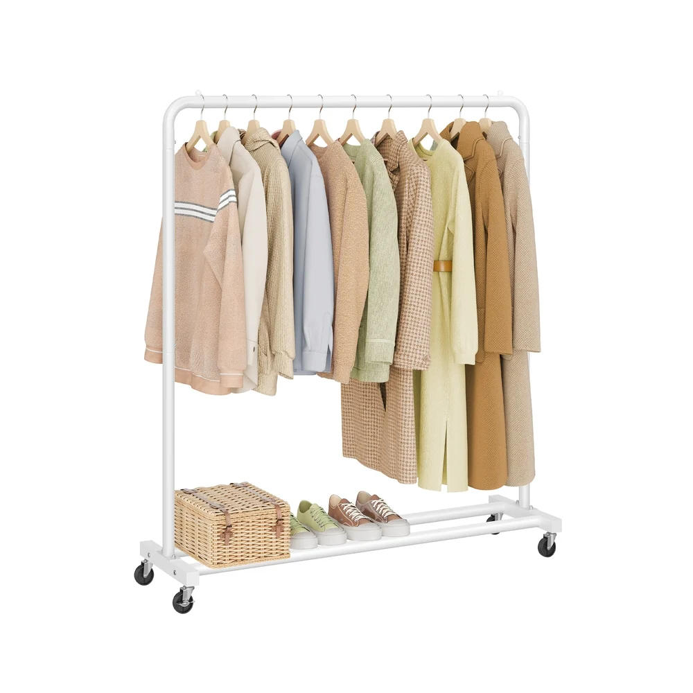 Portant à vêtements mobile avec roulettes et freins