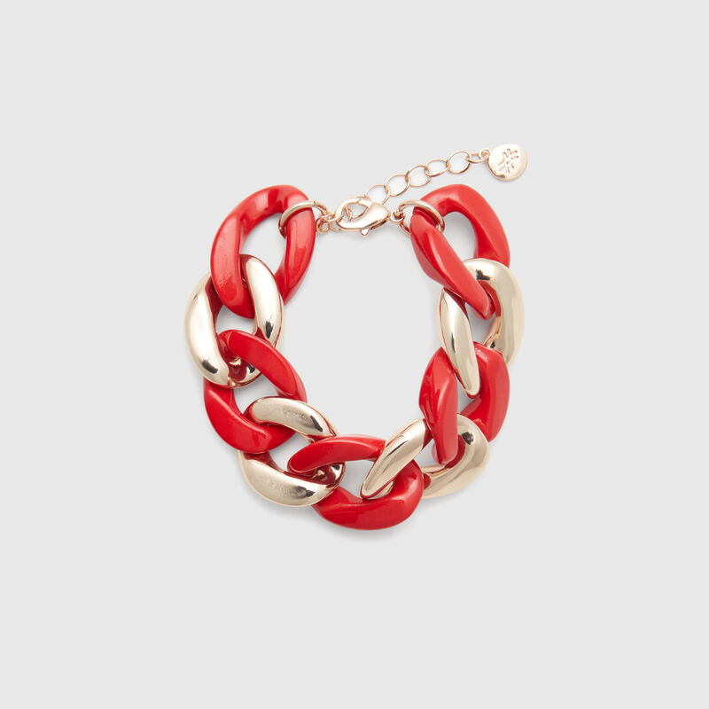 Gold and brick red chain bracelet