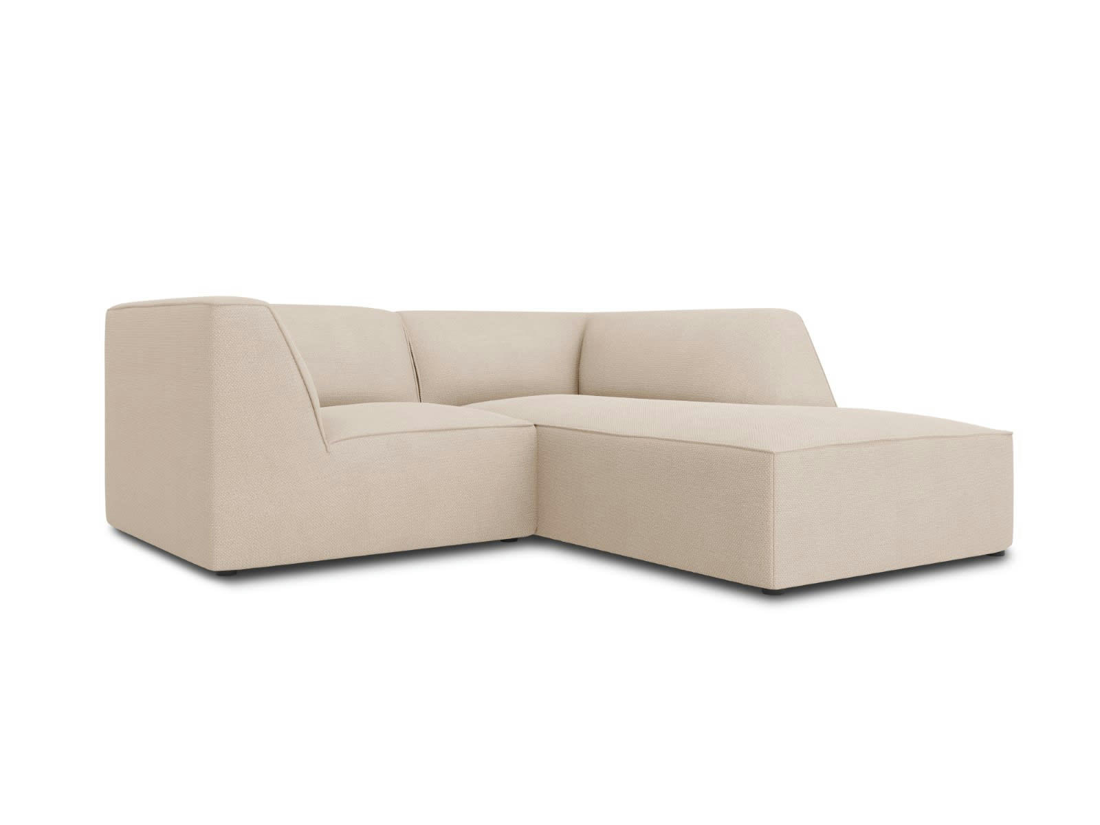 RUBY - Canapé d'angle droit 3 places en tissu structurel beige