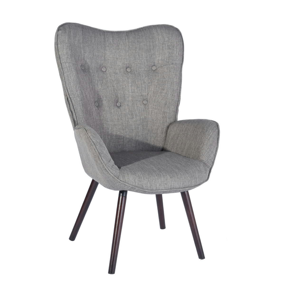 - Fauteuil scandinave capitonné en tissu gris