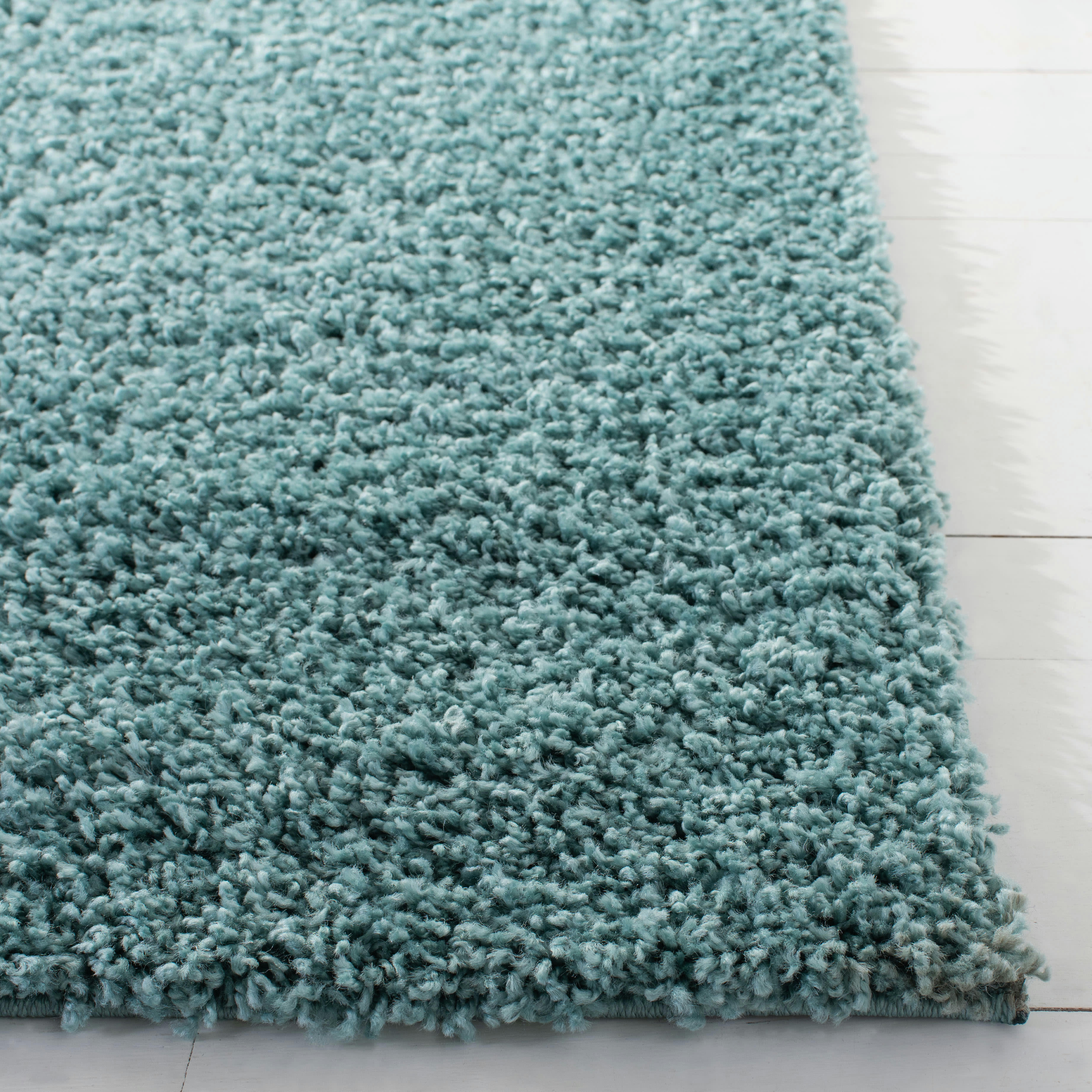 PRIMO SHAG - Tapis de salon interieur en turquoise, 66 x 244 cm
