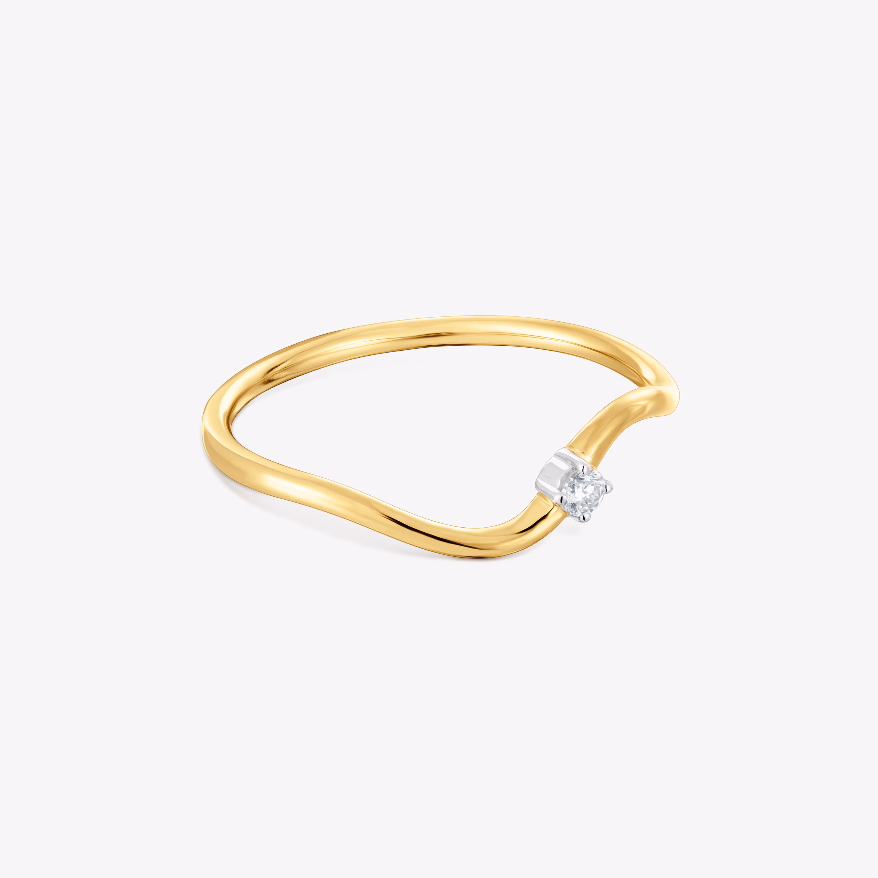 Anillo onda de oro y diamantes Daisy