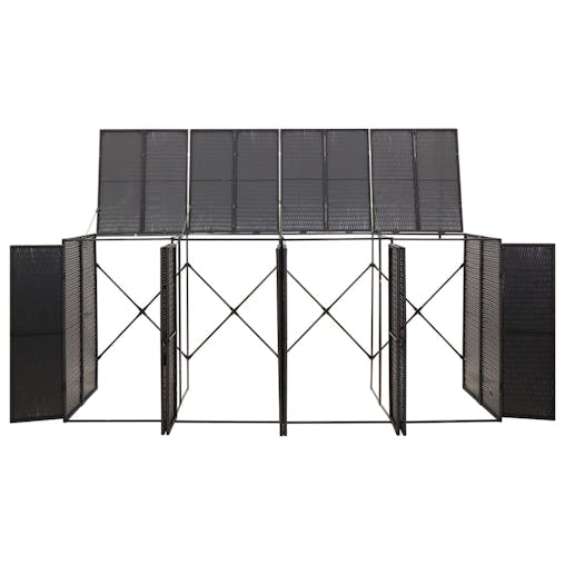 NNEVL Quadruple Wheelie Bin Shed Black 274x80x117 cm Poly Rattan