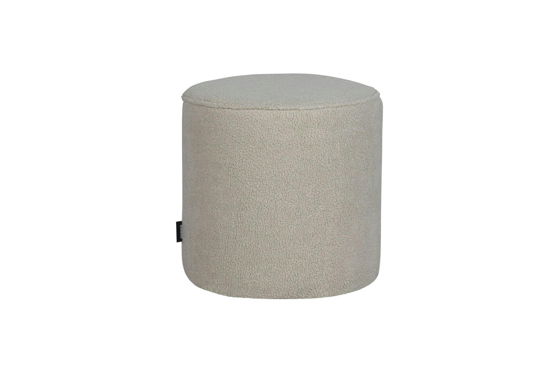 SARA - Pouf rond en tissu  blanc cassé