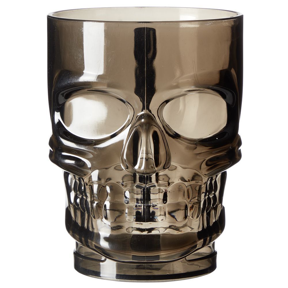 Verre plastique forme tête de mort noir Ø9,5xH12,5cm