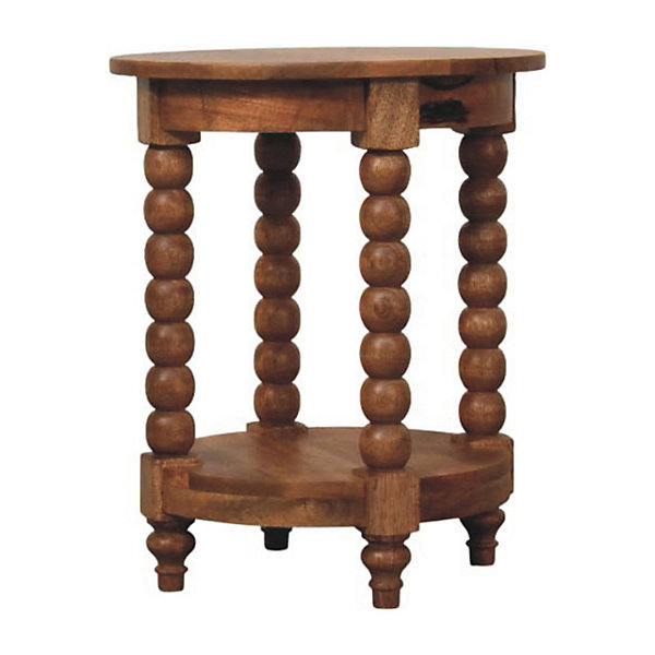 Artisan Furniture Bois massif Barley Twist rond table d'appoint, 1 étagère, marron