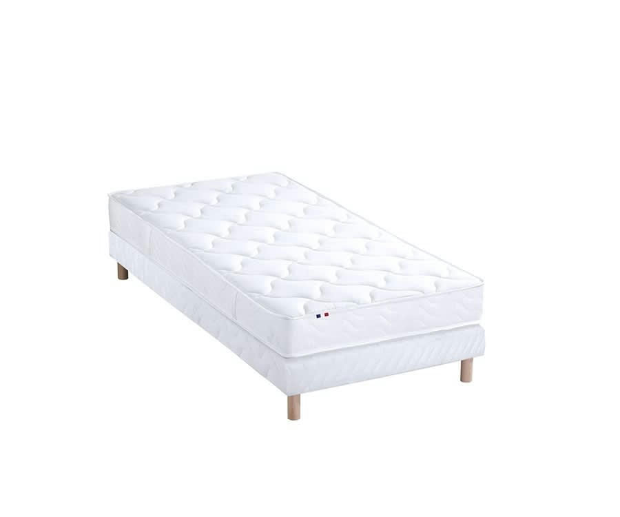 ENSEMBLE ESSENTIEL - Ensemble matelas latex 3 zones sommier blanc 90x190