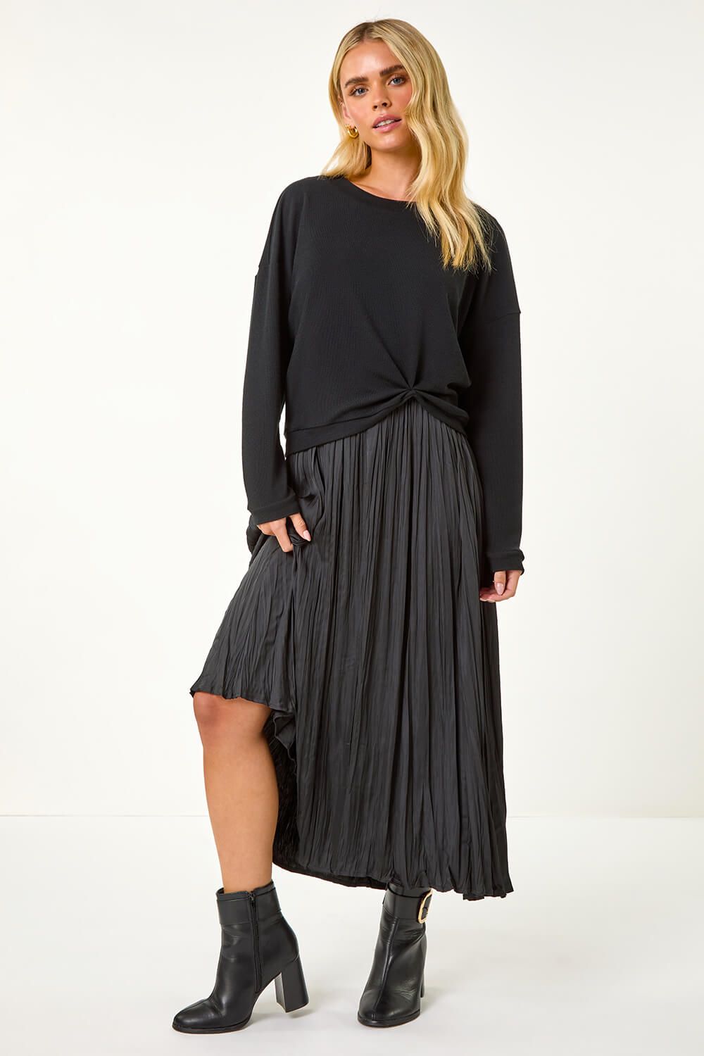 Roman Petite Ribbed Long Sleeve Knit Top