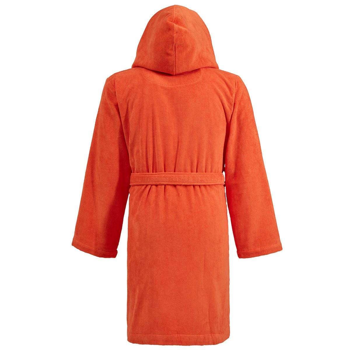 CONSTANCE - Peignoir court à capuche velours  corail XS