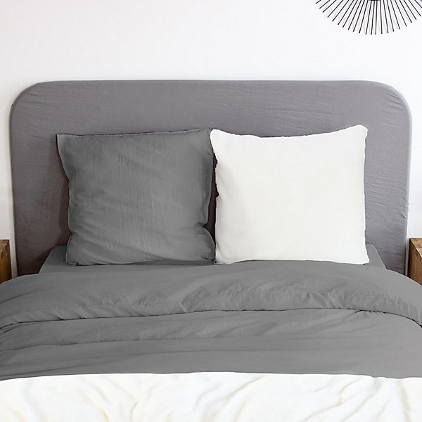 Housse de couette 240x220   2 taies Chaude et douillette grise