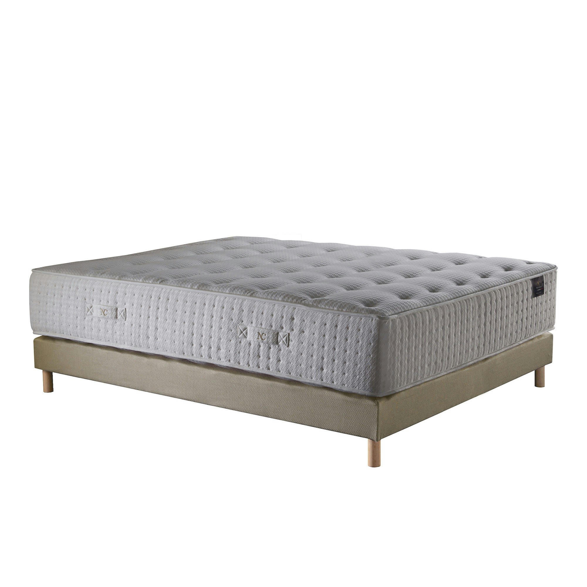 HELIOS - Ensemble Matelas ressorts Mémoire de forme Latex sommier Jaune 160x200