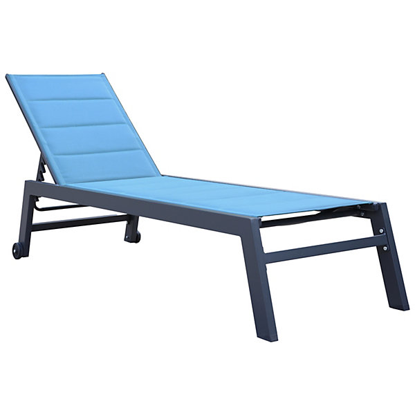 Bain de soleil BARBADOS en textilène bleu gris - aluminium anthracite - HAPPY GARDEN