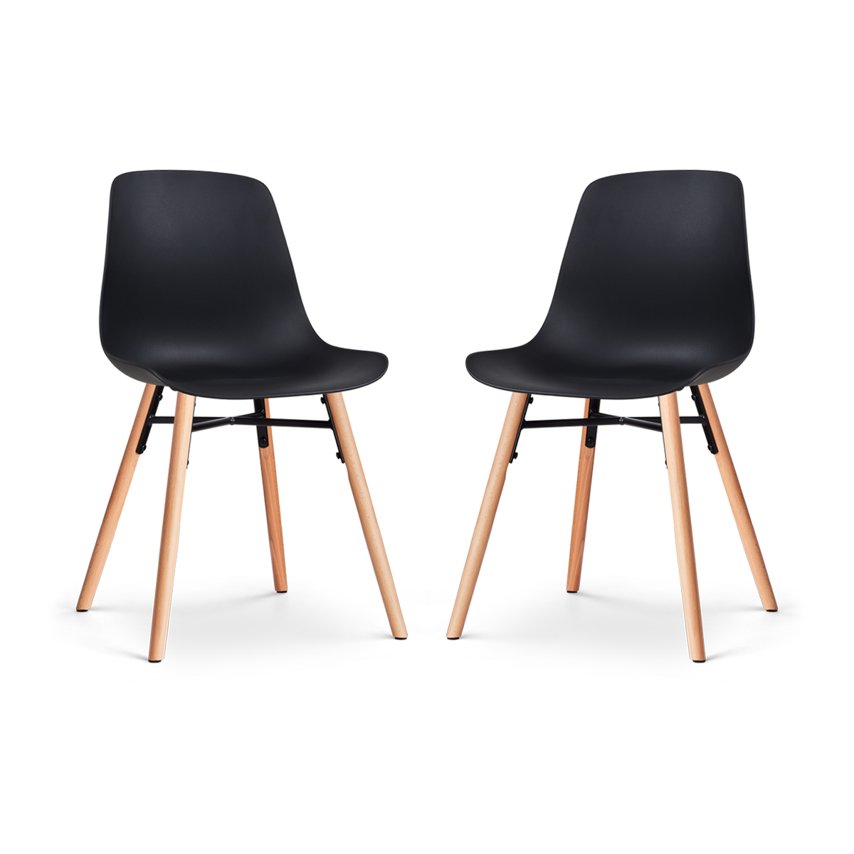 Nolon Nena-Pip Eetkamerstoelen Set van 2 - Zwart - Houten Poten
