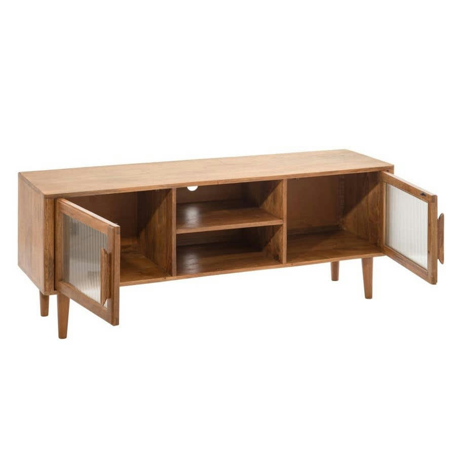 - Meuble TV en manguier avec portes vitrées