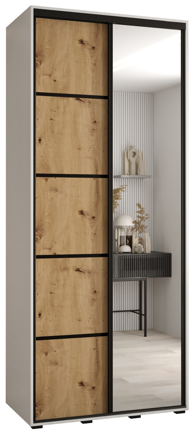 Szafa przesuwna 45 wysoka Davos 5 120 biały artisan czarny
