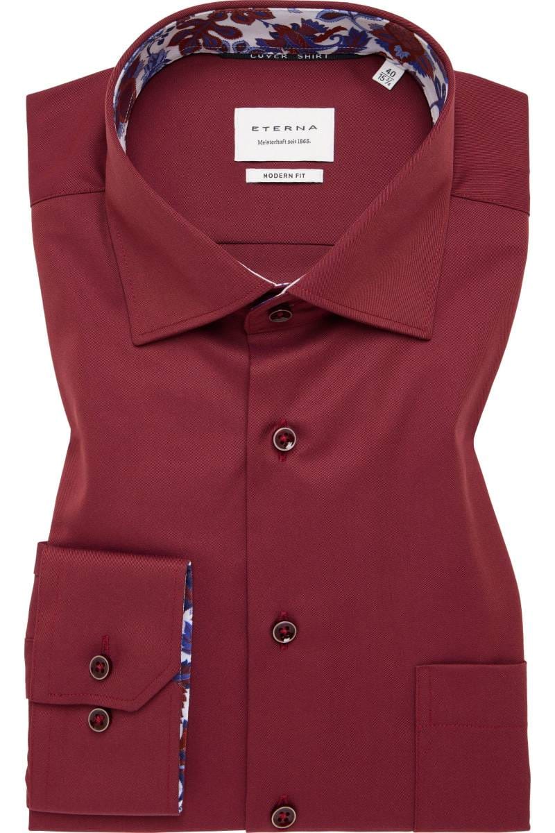 ETERNA Cover Shirt Modern Fit Hemd weinrot, Einfarbig